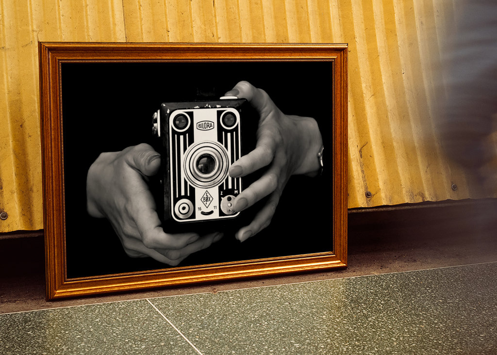 černobílý fotoaparát vintage