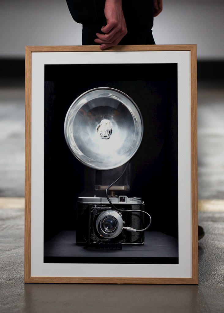 Vintage camera with flash