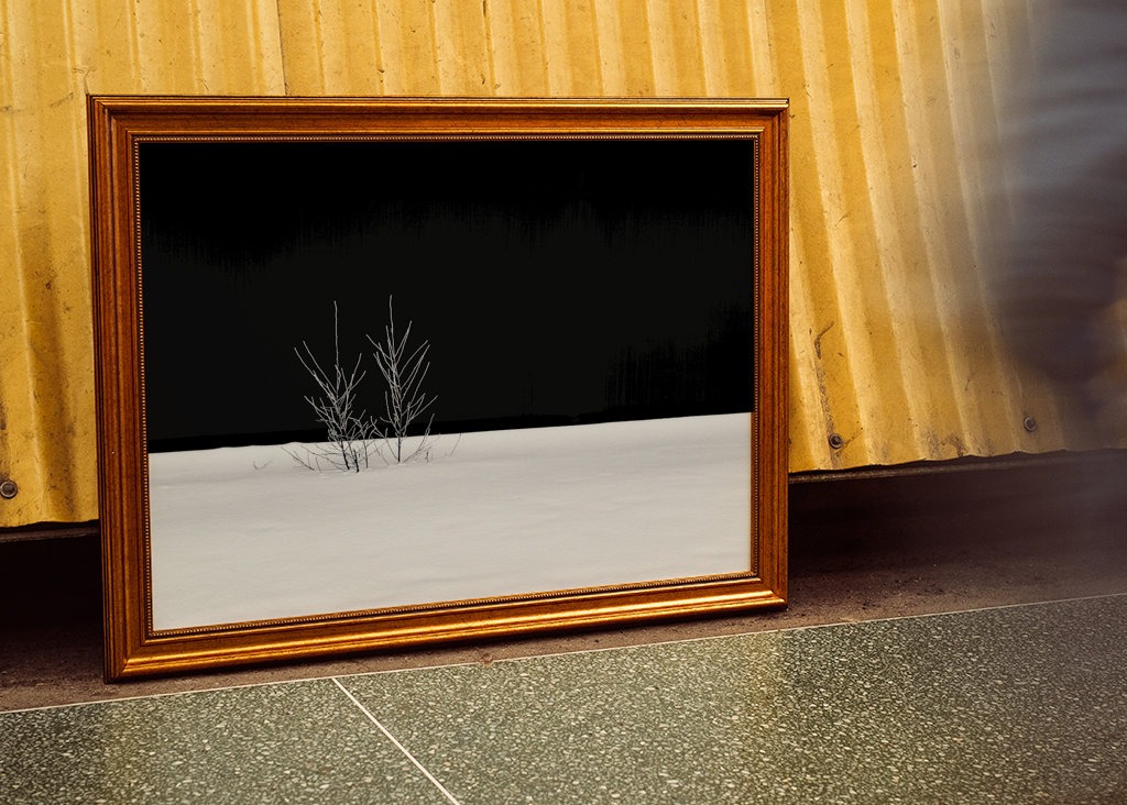 Fehér hó fekete háttér előtt