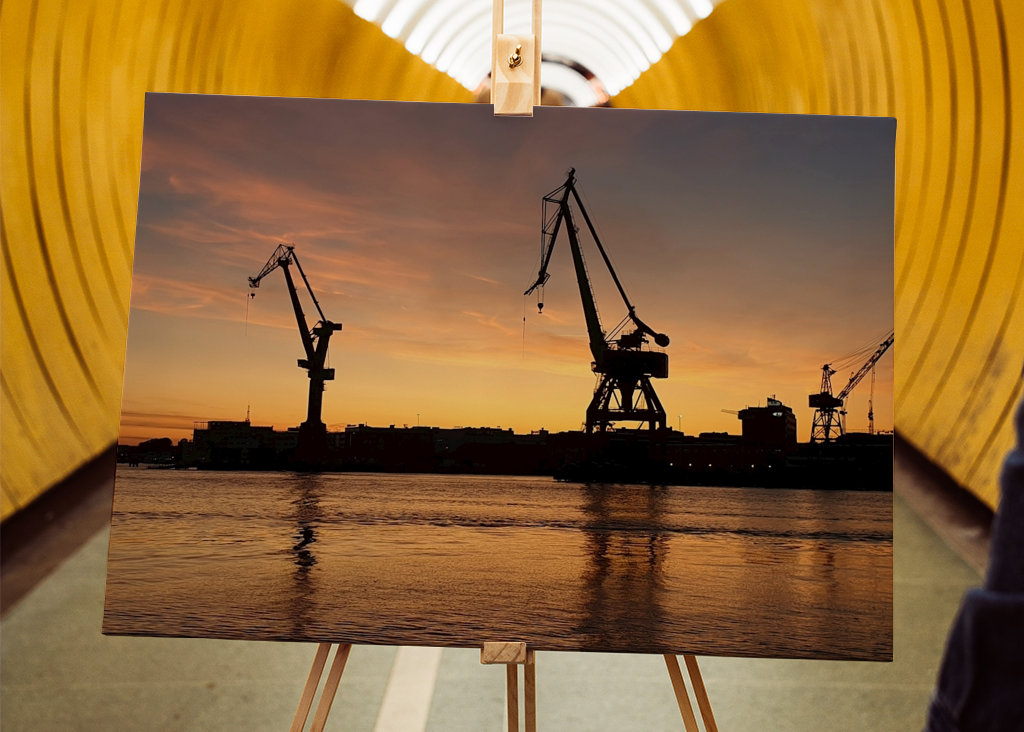 Kraner ved solnedgang 