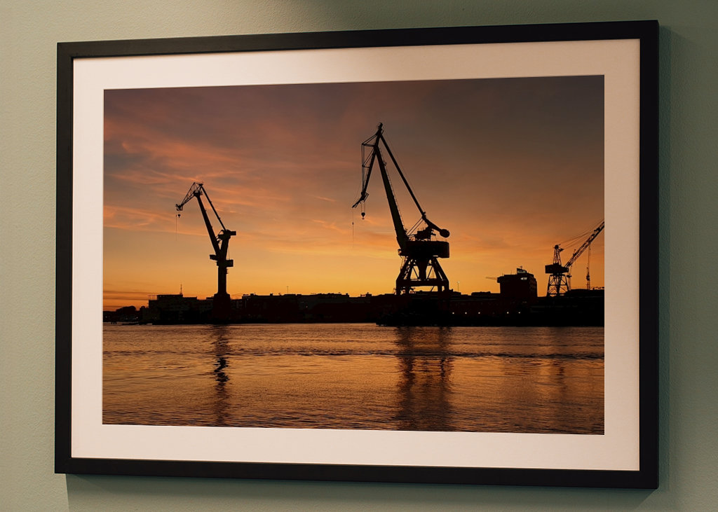 Kraner ved solnedgang 