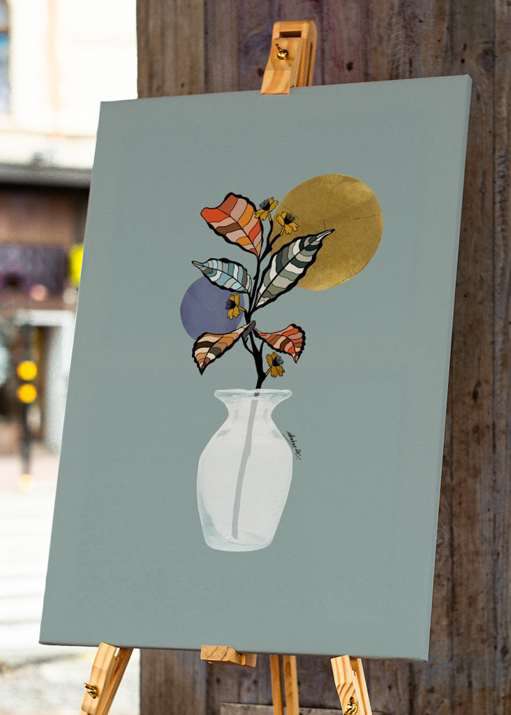 White vase with plant 