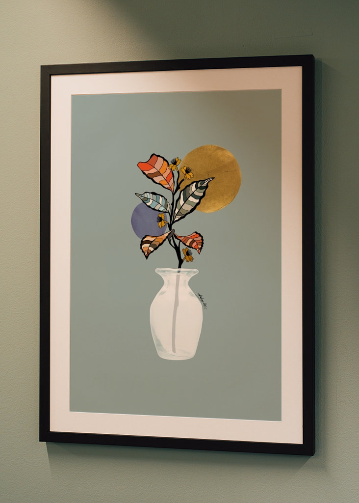 White vase with plant 