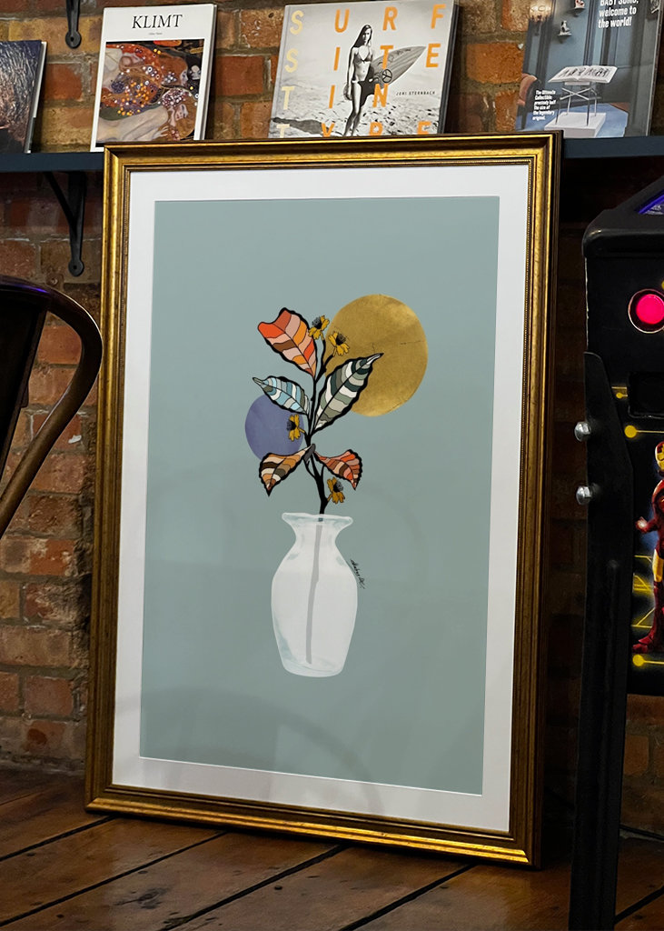 White vase with plant 