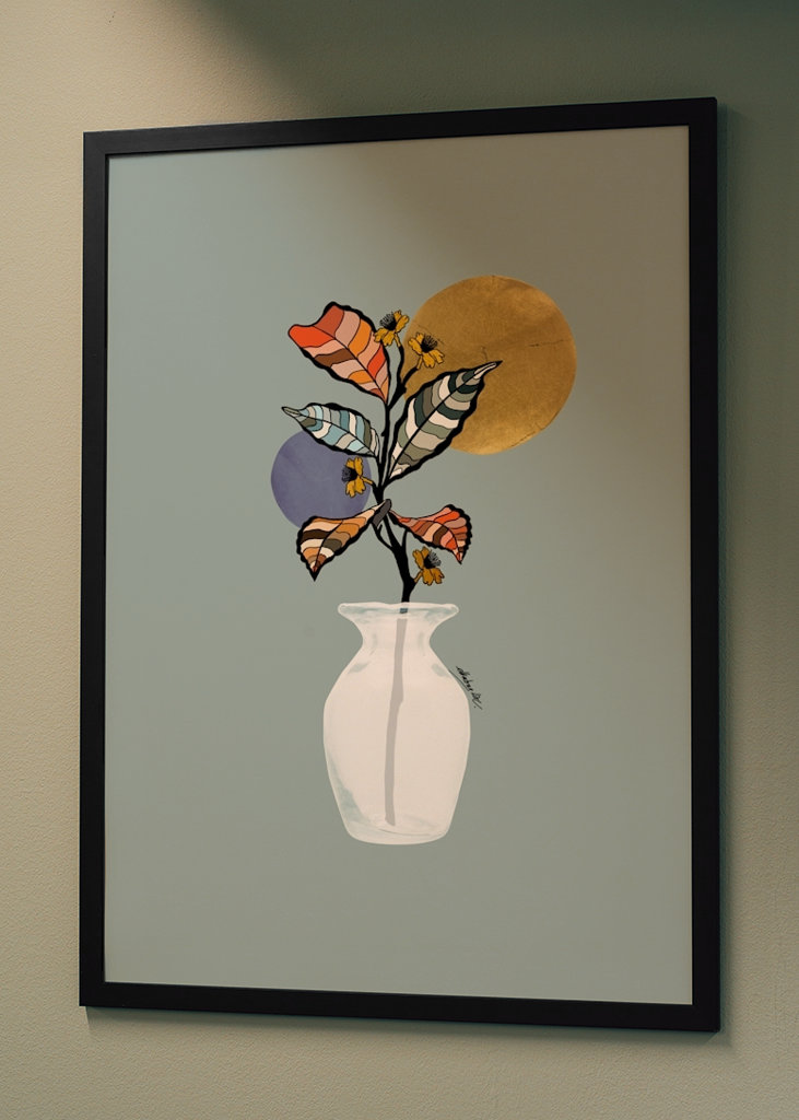 White vase with plant 