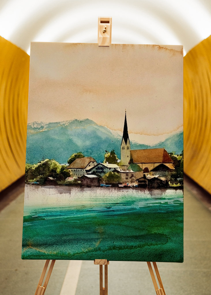 Tegernsee, Bavorsko jako akvarel