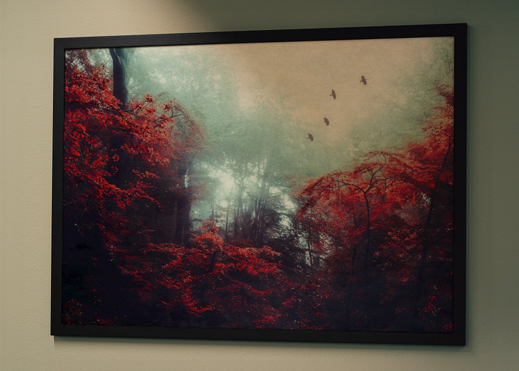 Mystická lesní scéna na podzim