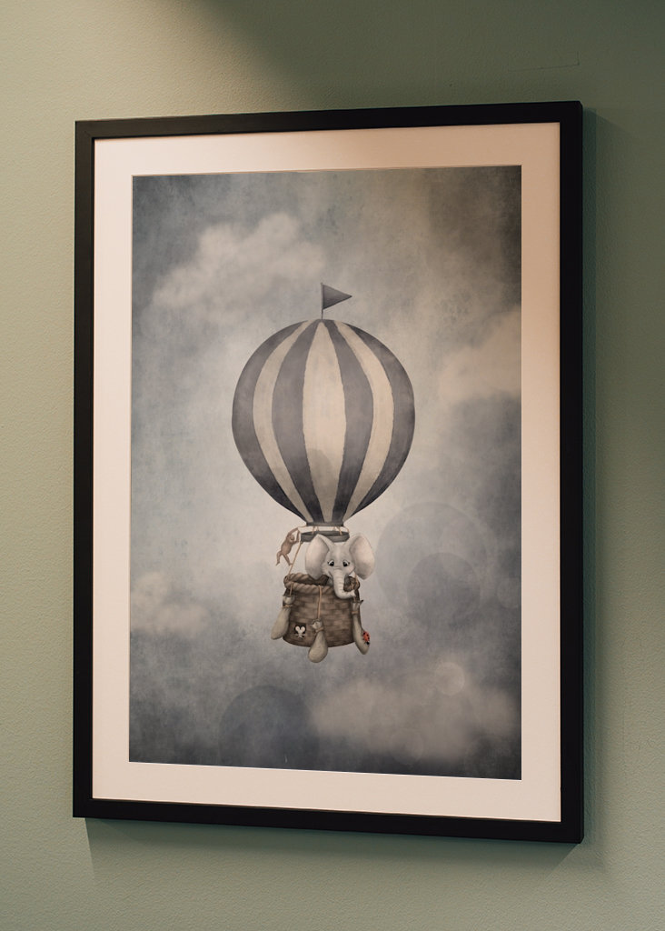 Slon v horkovzdušném balónu