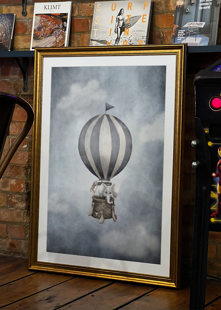 Slon v horkovzdušném balónu