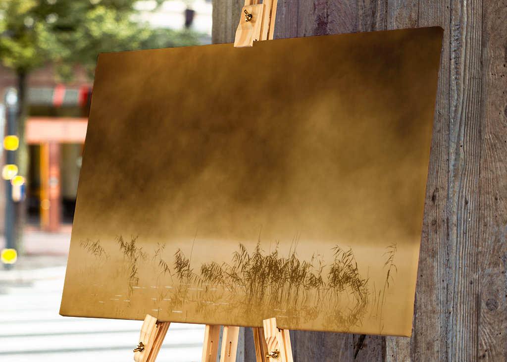 Rieten vloerkleed in mist