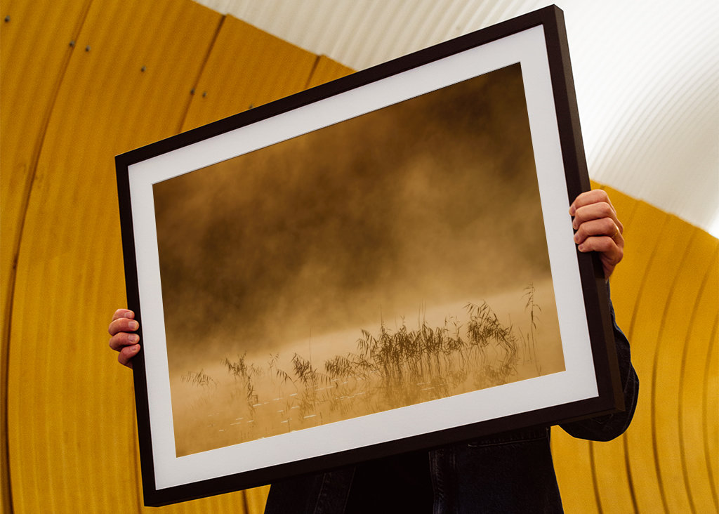 Rieten vloerkleed in mist