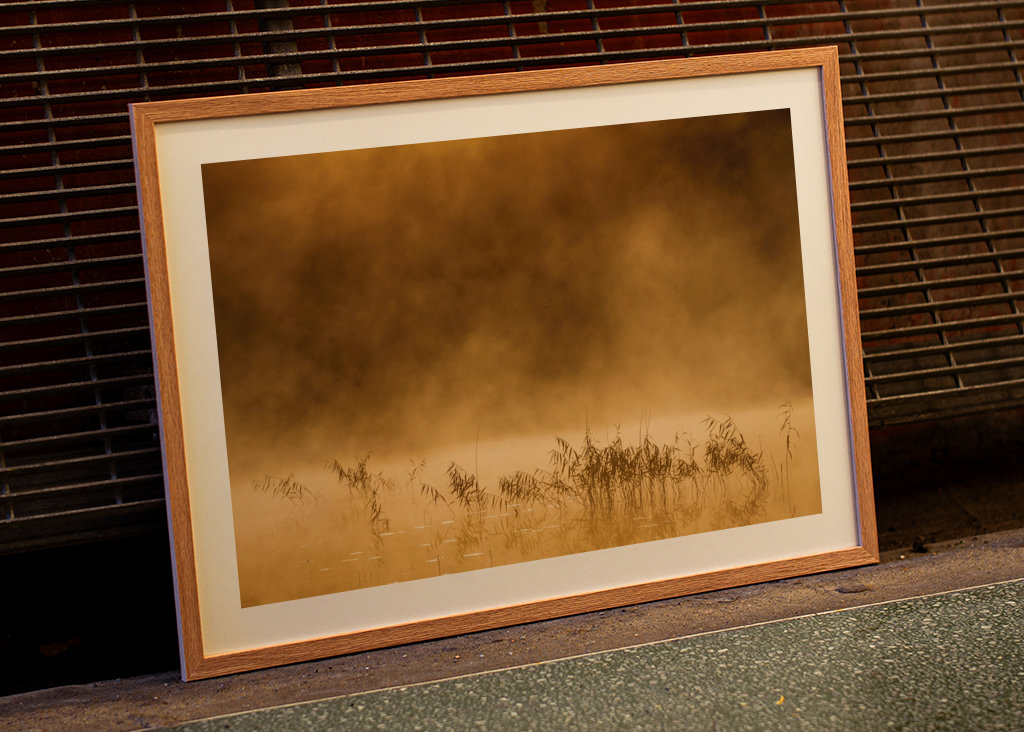 Rieten vloerkleed in mist