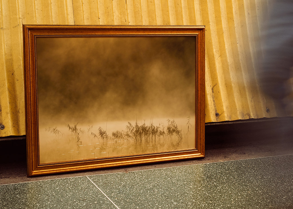 Rieten vloerkleed in mist