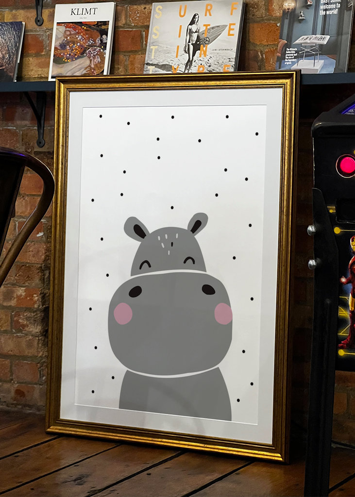 Poster per bambini dei cartoni animati dell'ippopotamo