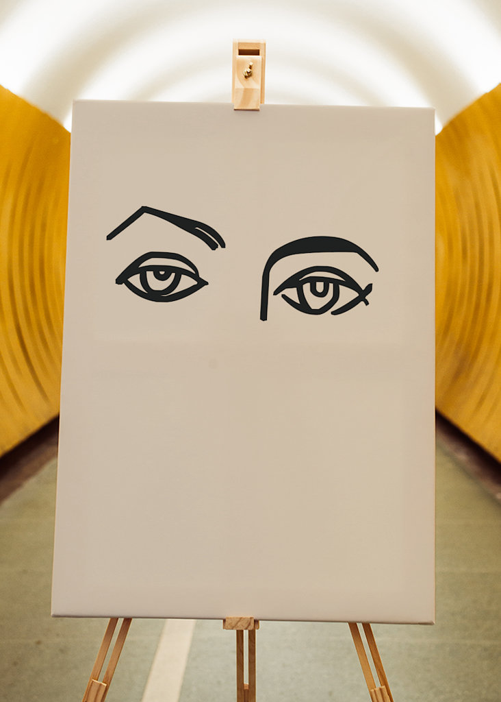 Kobiece oczy w beżowym plakacie