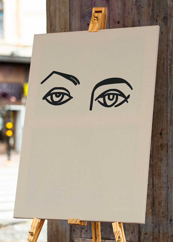 Kobiece oczy w beżowym plakacie