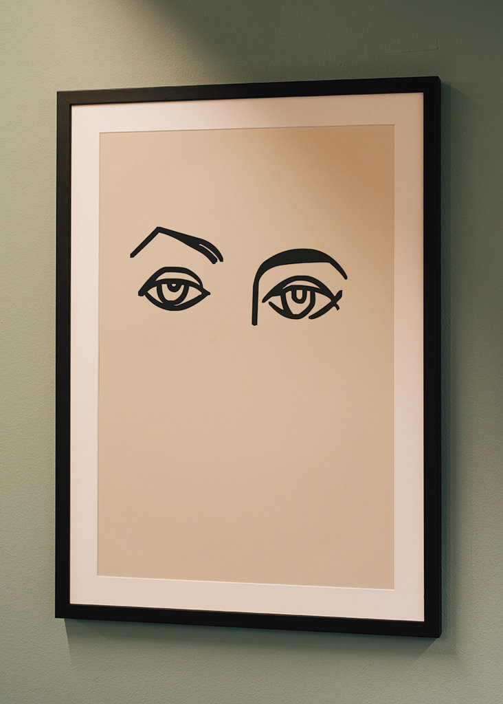 Kobiece oczy w beżowym plakacie