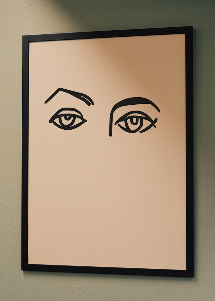 Kobiece oczy w beżowym plakacie