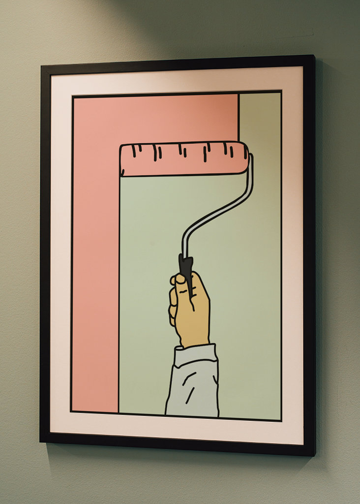 Maalaus seinä vaaleanpunainen vihreä