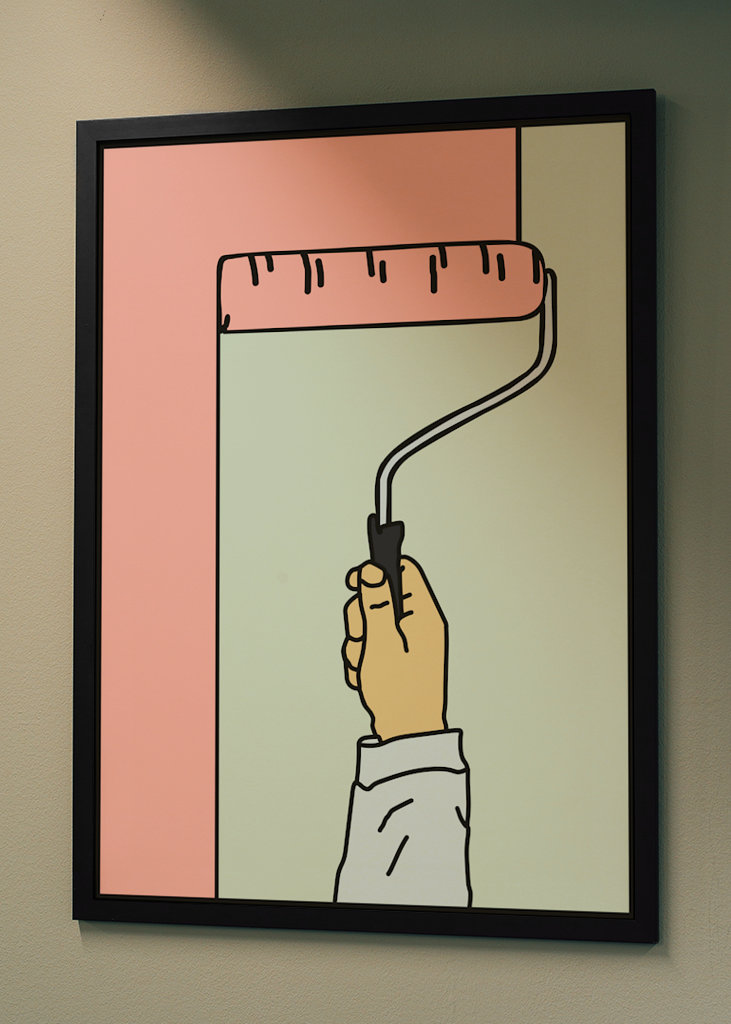 Maalaus seinä vaaleanpunainen vihreä