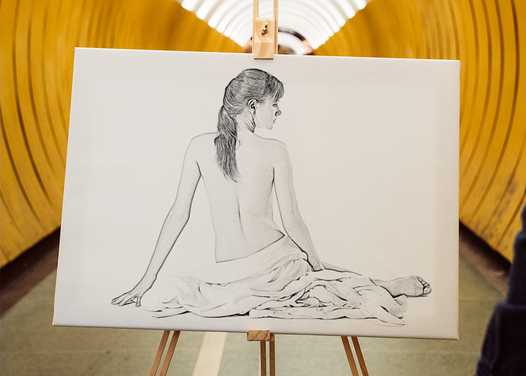Nude drawing of a young woman
