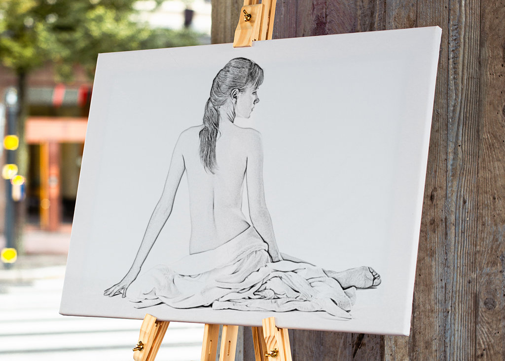 Nude drawing of a young woman