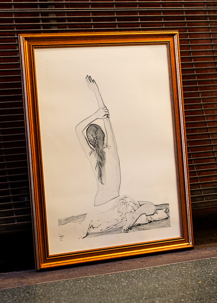 Nude drawing of a young woman