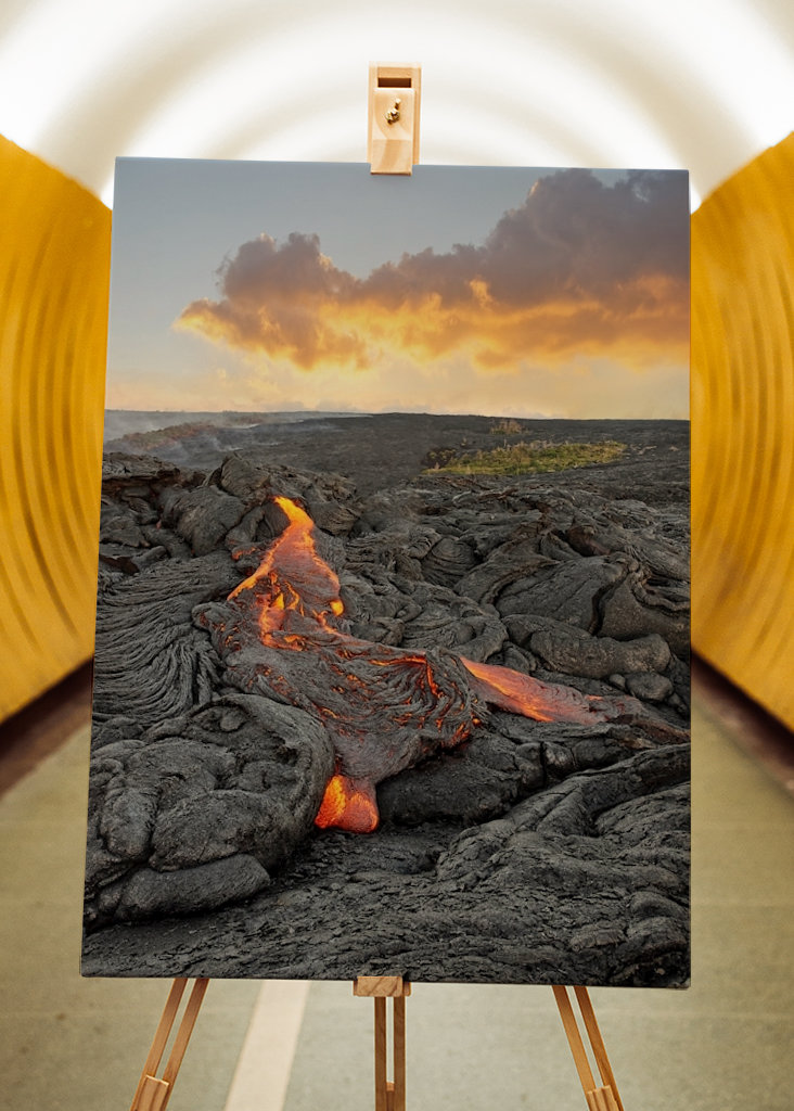 Red glowing lava flow