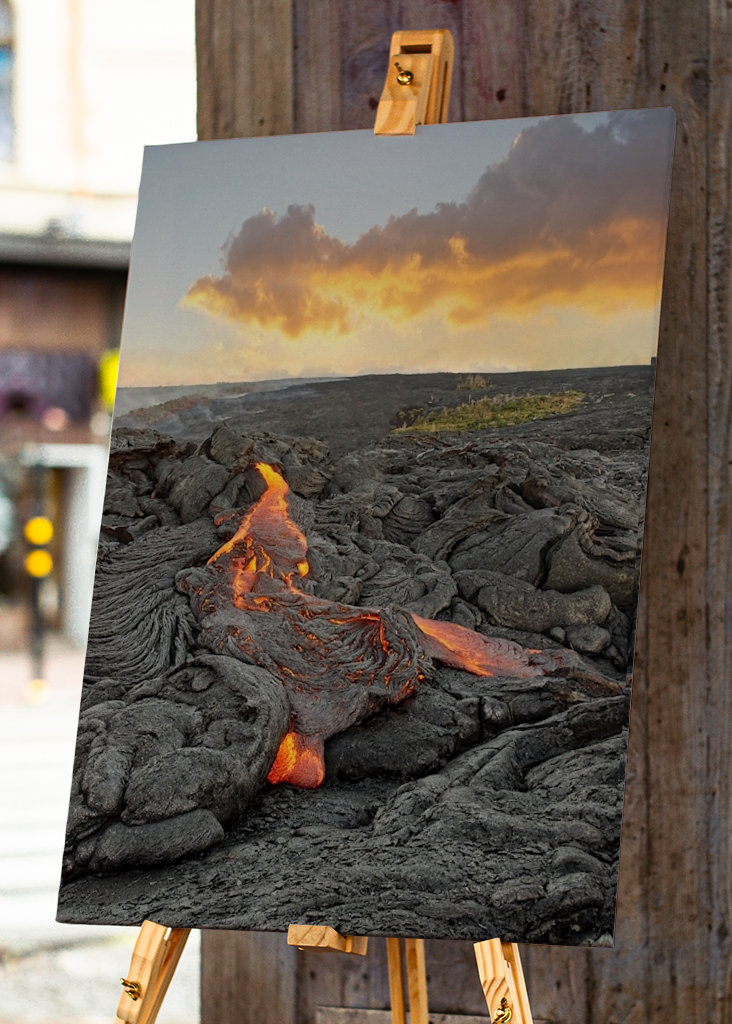 Red glowing lava flow