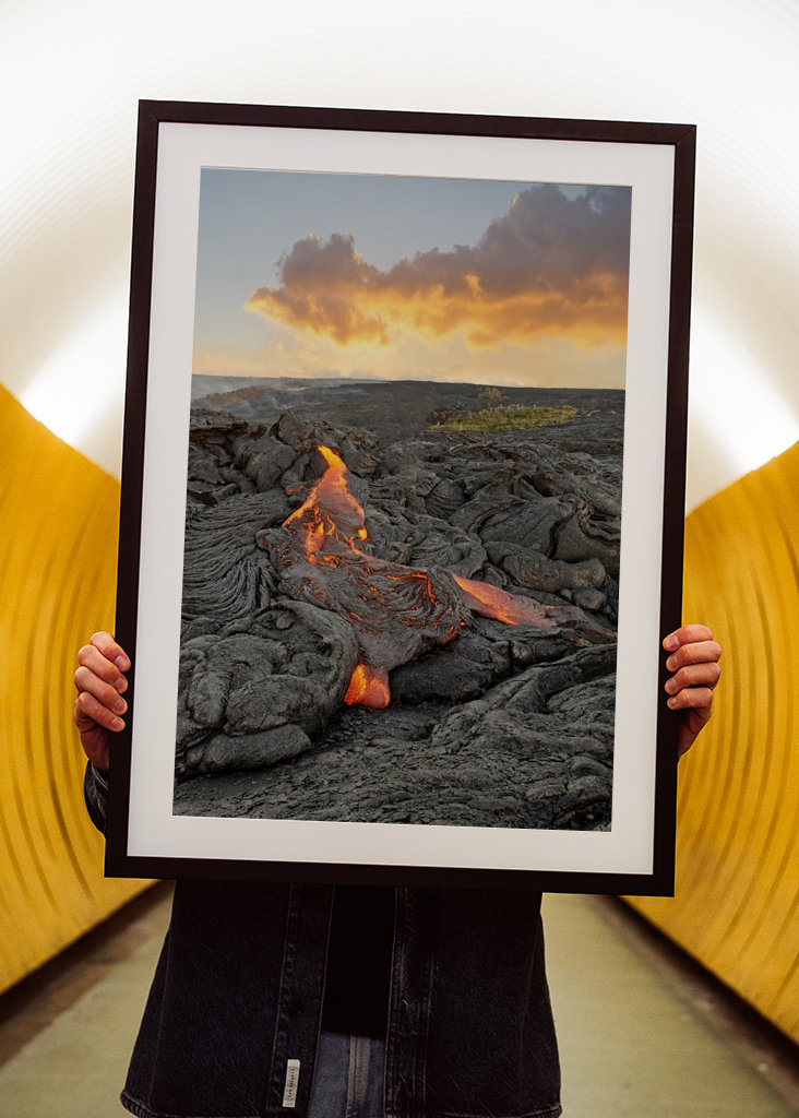 Red glowing lava flow