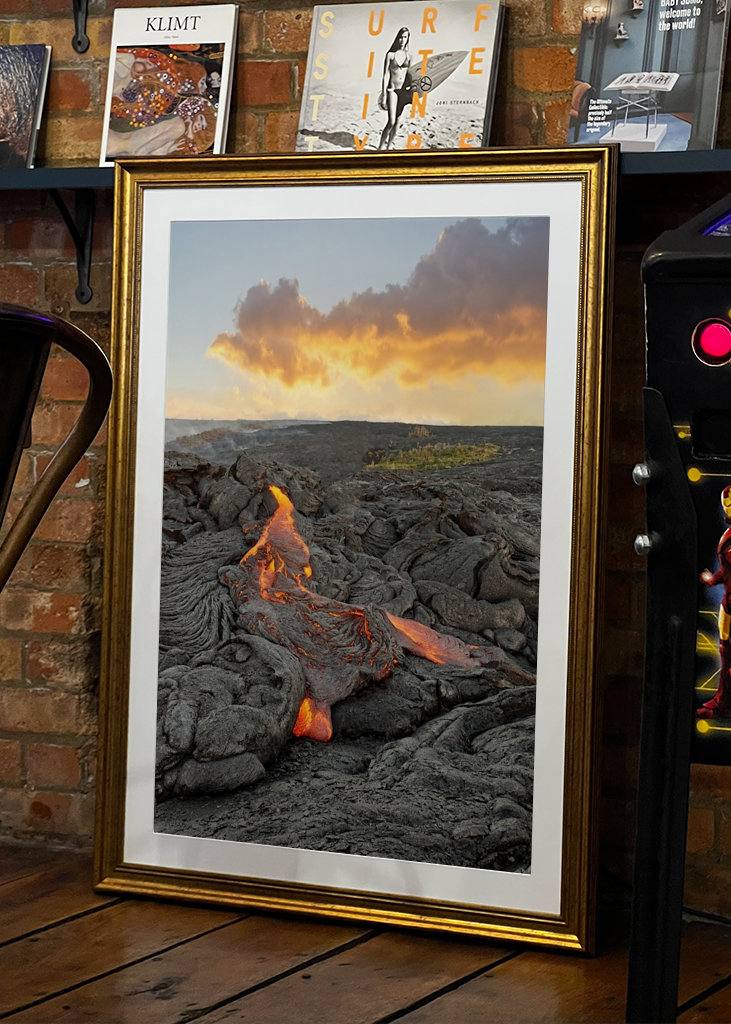 Red glowing lava flow