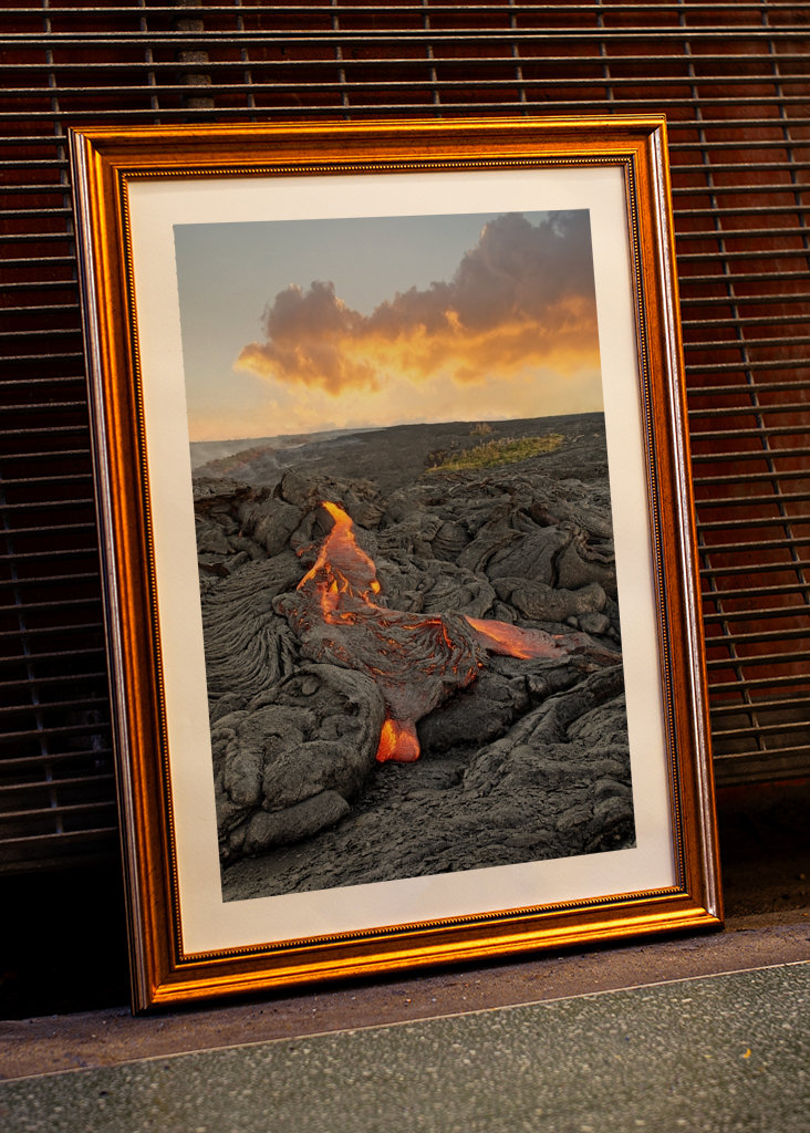 Red glowing lava flow