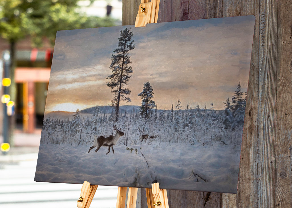 Reindeer in winter landscape 