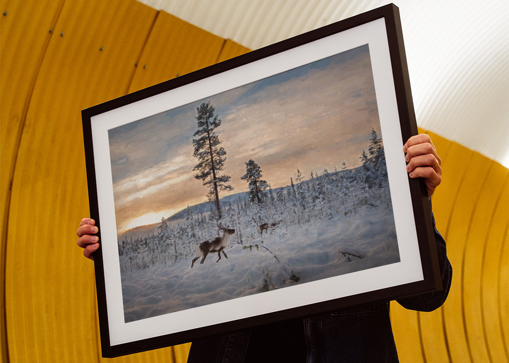 Reindeer in winter landscape 