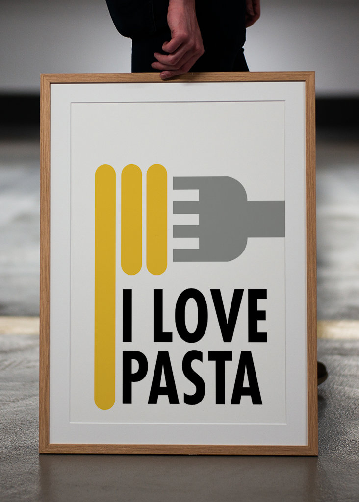 Jeg elsker pastaplakat