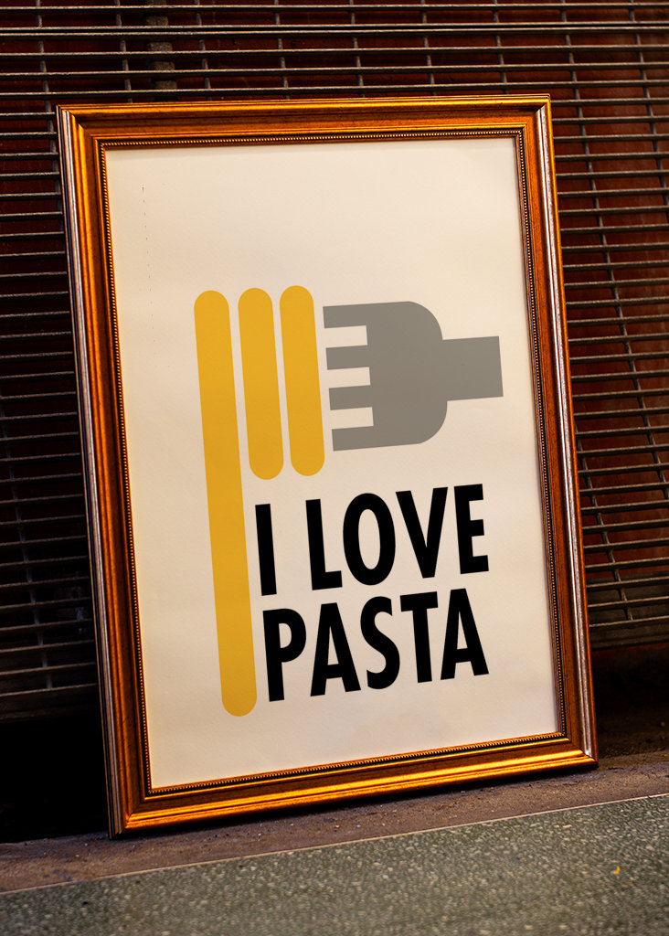 Jeg elsker pastaplakat