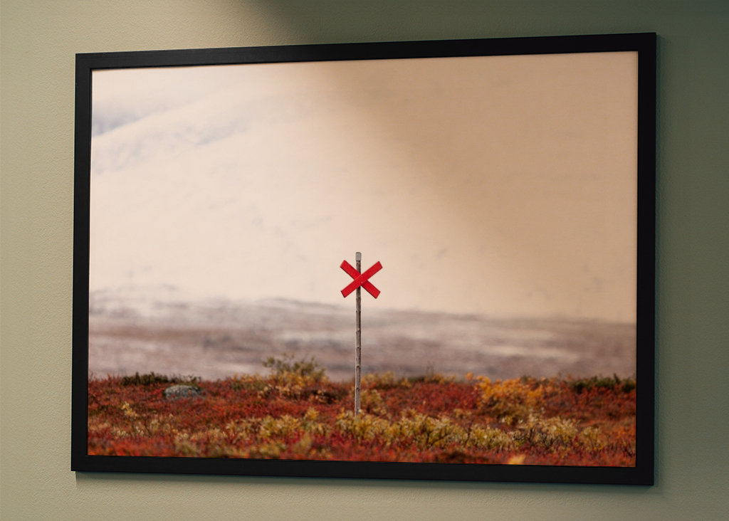 A Swedish winter trail sign