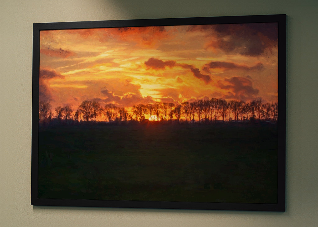 Západ slunce nad rovinatou krajinou