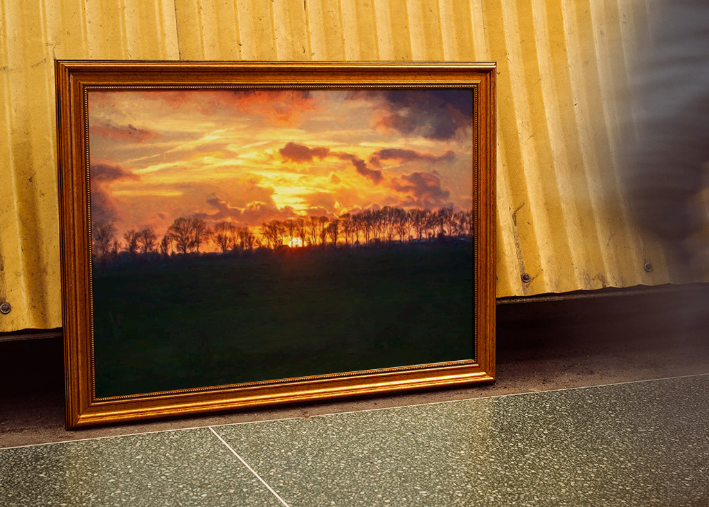 Západ slunce nad rovinatou krajinou