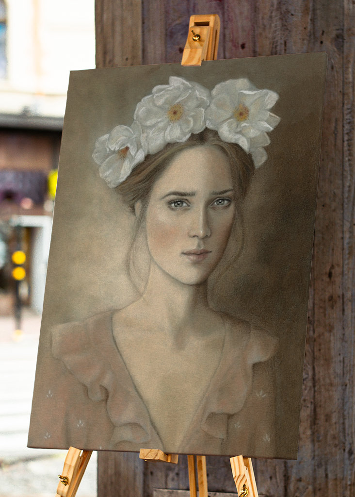 Dziewczyna z wieńcem kwiatowym