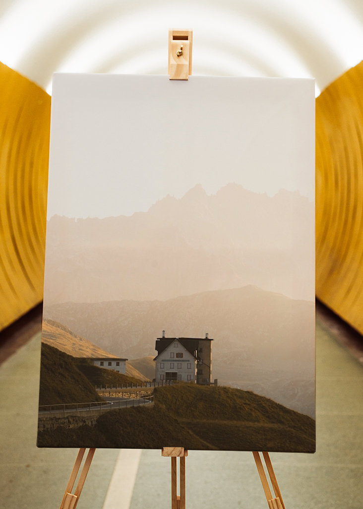 Hus ved det schweiziske bjergpas