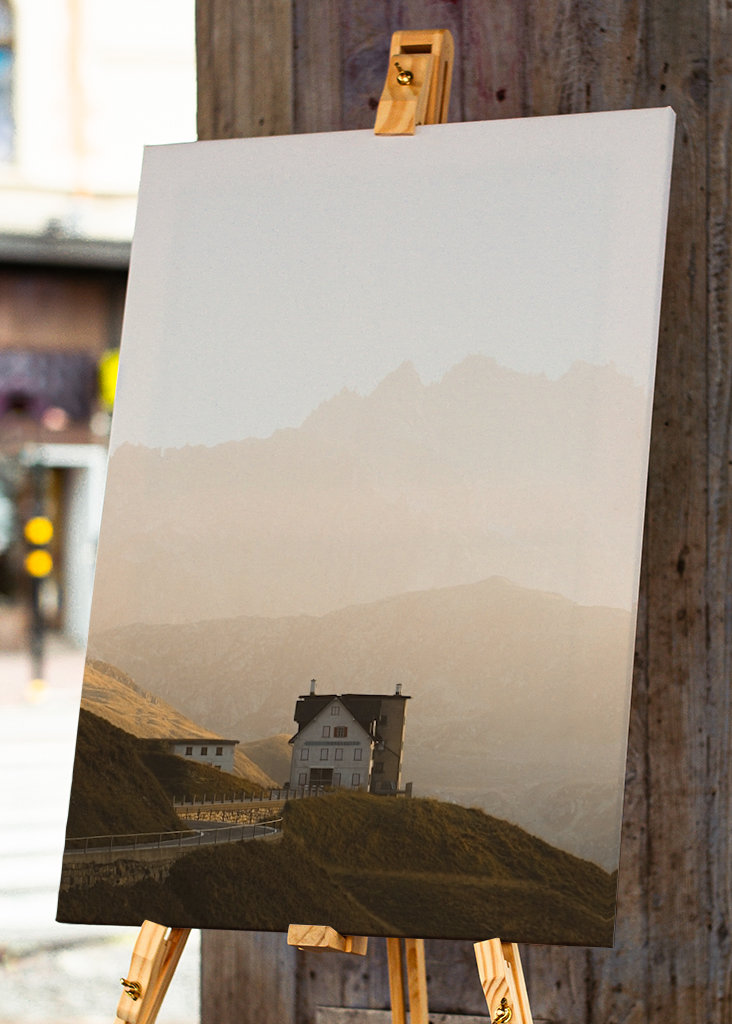 Hus ved det schweiziske bjergpas