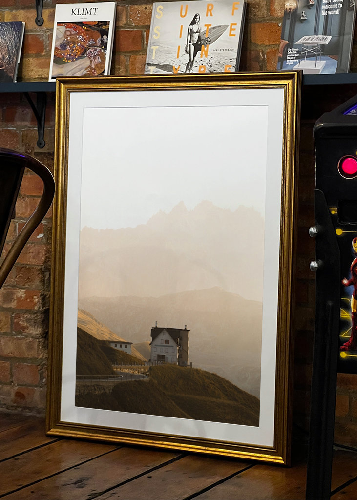 Hus ved det schweiziske bjergpas