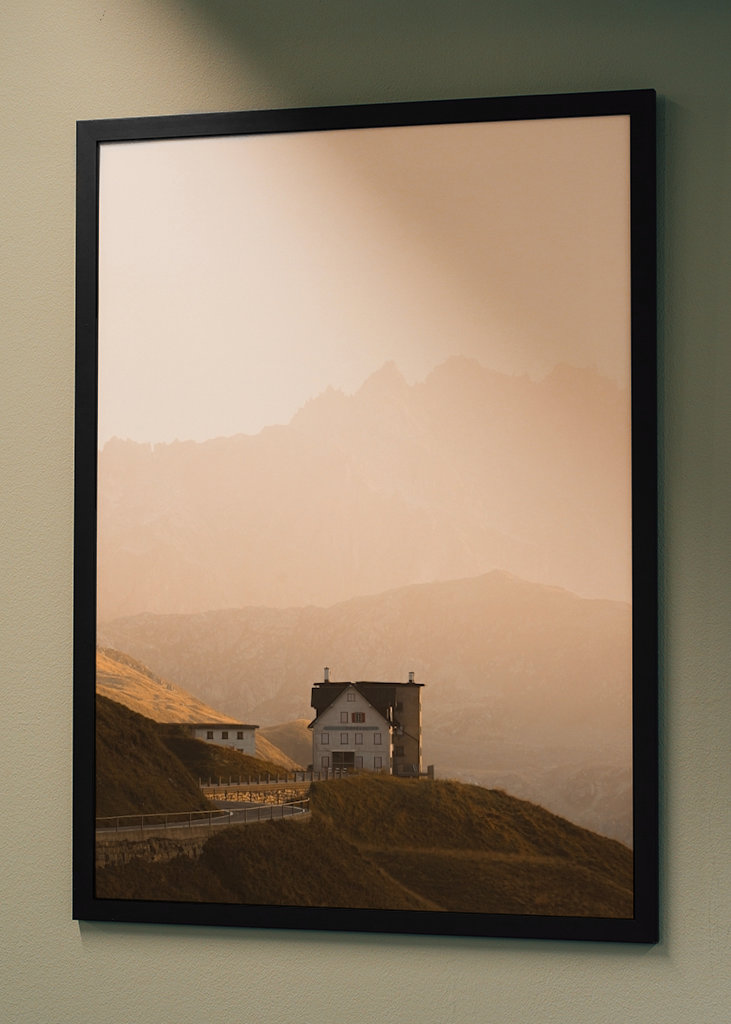 Hus ved det schweiziske bjergpas