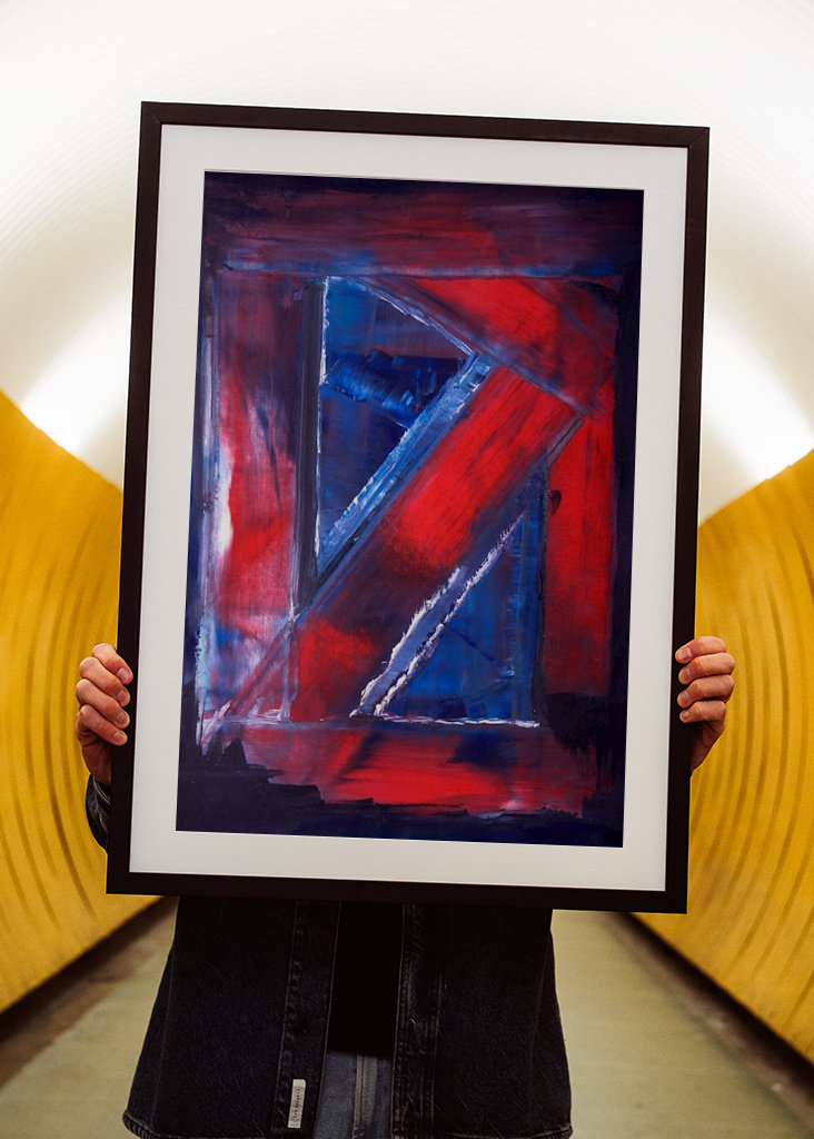 Abstrakte Formen Rot und Blau