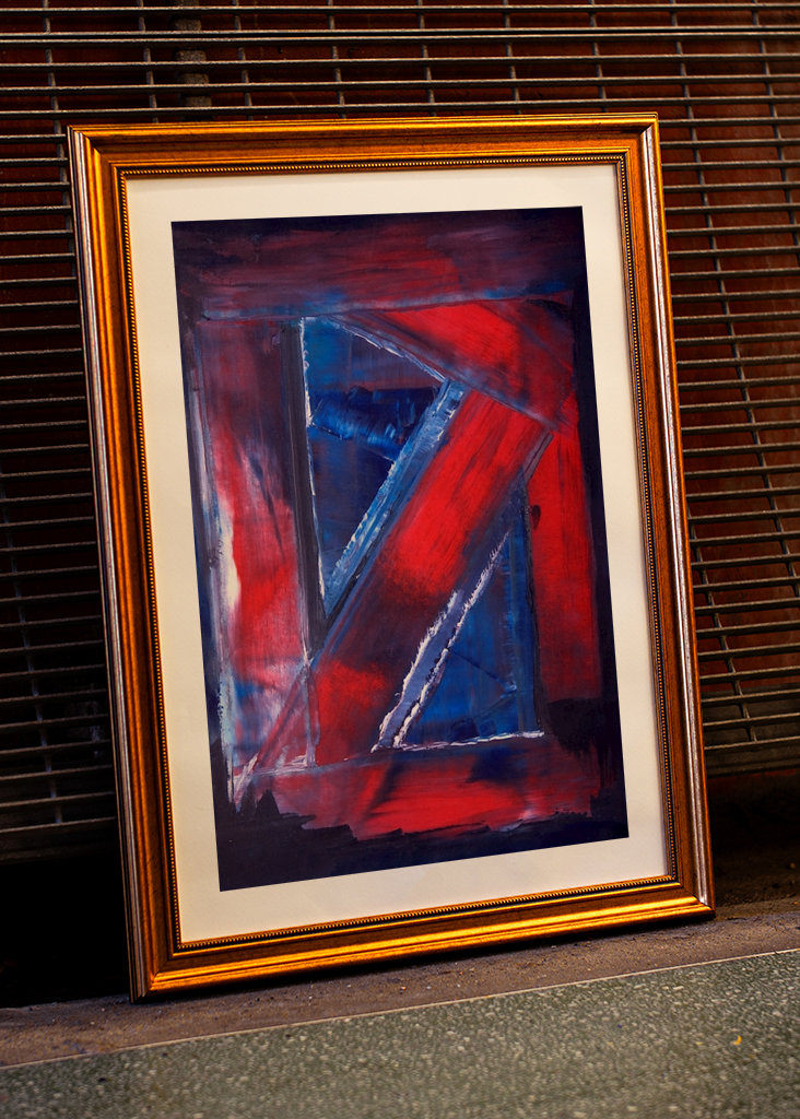 Abstrakte Formen Rot und Blau