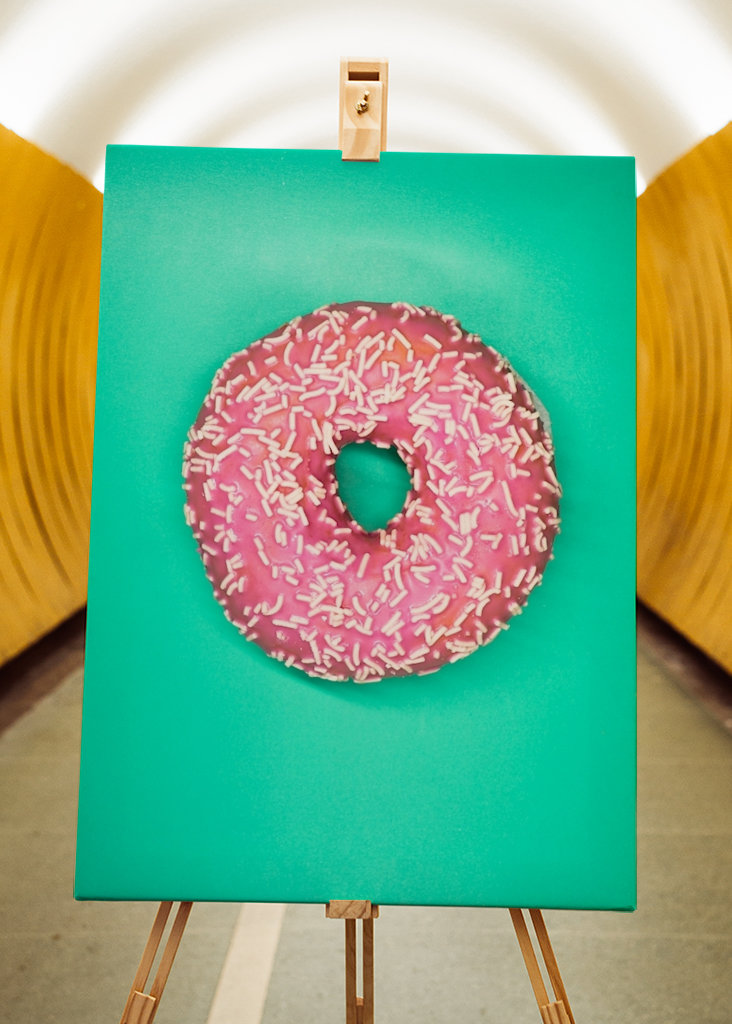 Donut - pink on green