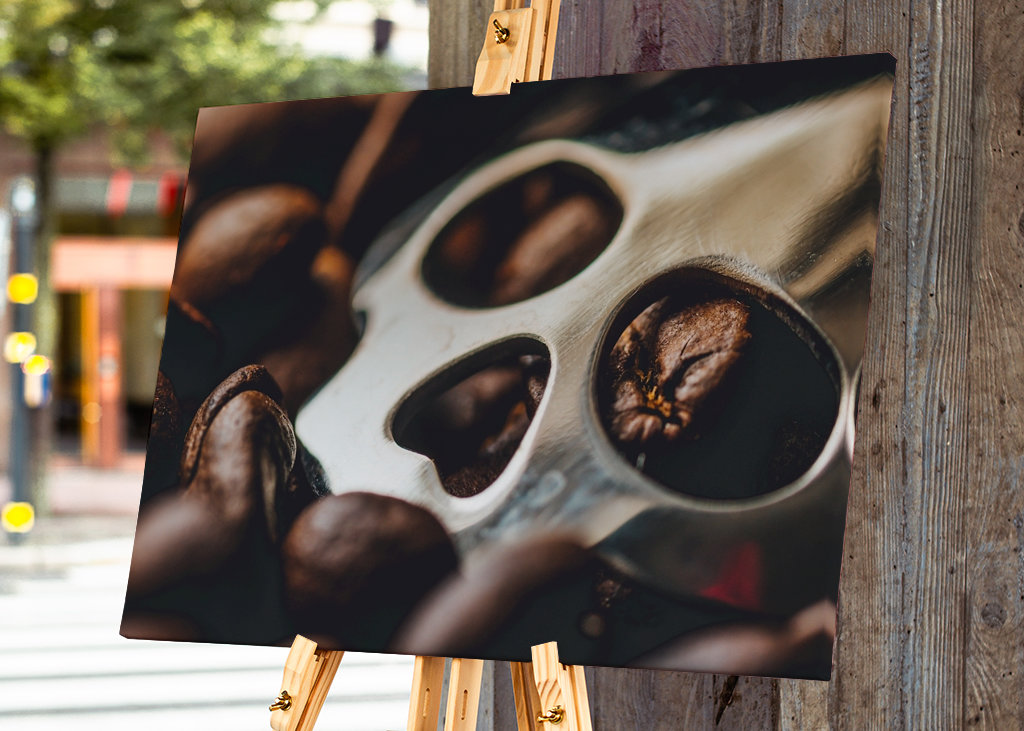Kraniet blandt kaffebønner