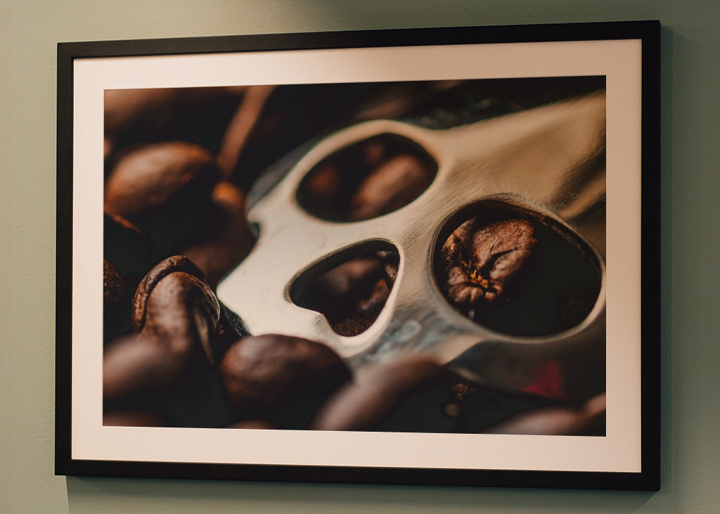 Kraniet blandt kaffebønner