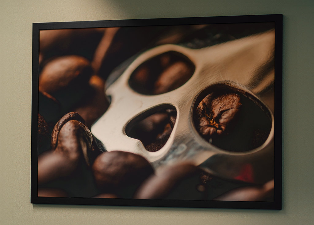 Kraniet blandt kaffebønner